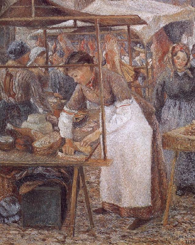 woman selling pork, Camille Pissarro